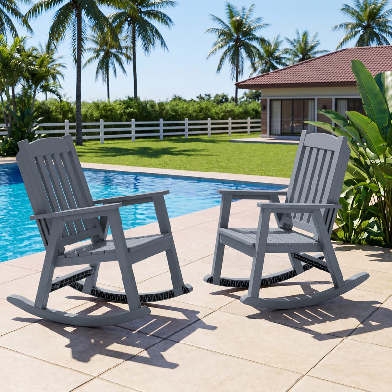 Chaise berçante d'extérieur en plastique, Gray