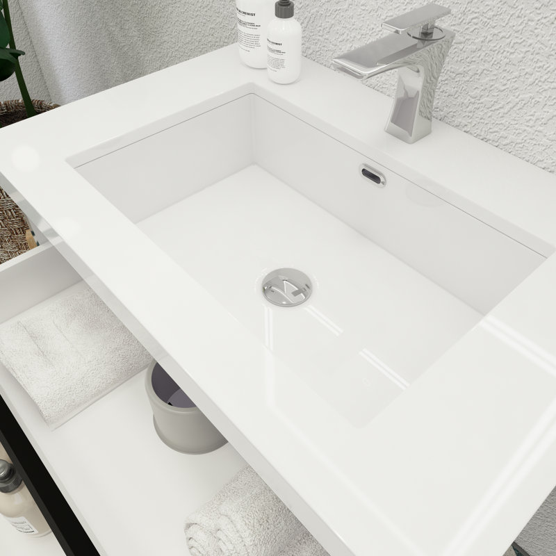 Cavaliere Single Bathroom Vanity with Acrylic Top, High Gloss Black