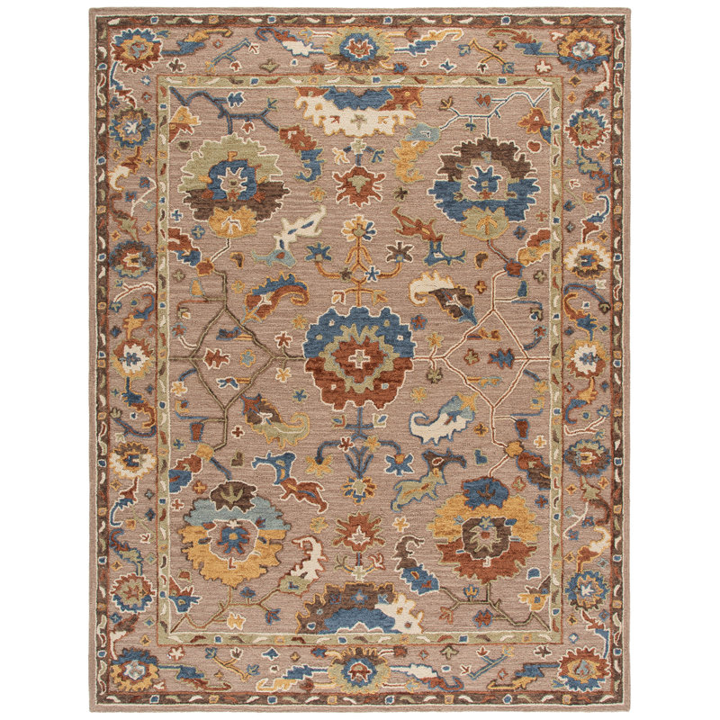 Tapis en coton ivoire / beige touffeté à la main Metro, Rectangle 8 pi x 10 pi