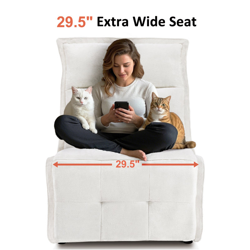 3.5" Wall Clearance Armless Power Recliner Chair with USB Ports, Cream Polyester