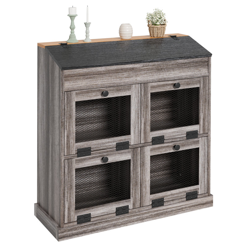 Armoire de rangement 35 po avec 4 portes, Grey
