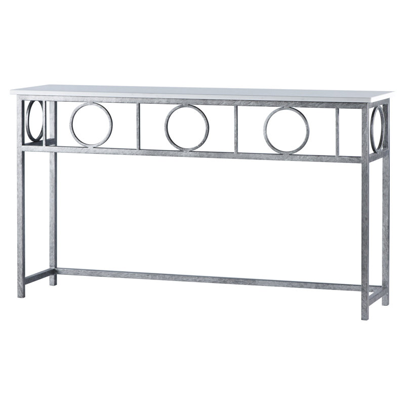 Hampton Console Table, Royal Silver, Carrera Marble