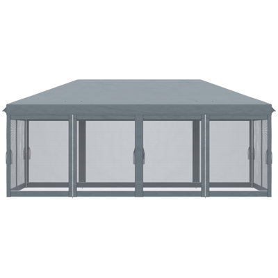 10' X 20' Pop Up Canopy Tent With Netting, Heavy Duty Instant Sun Shelter, Large Tents For Parties With Carry Bag For Outdoor, Garden, Patio