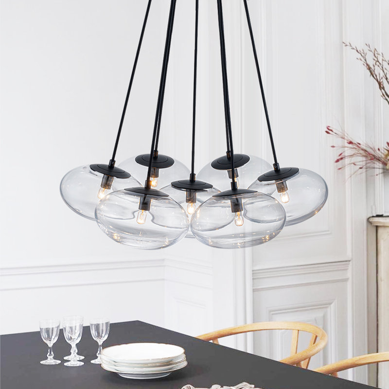 Luminaire suspendu en verre soufflé à la main 7 lumières