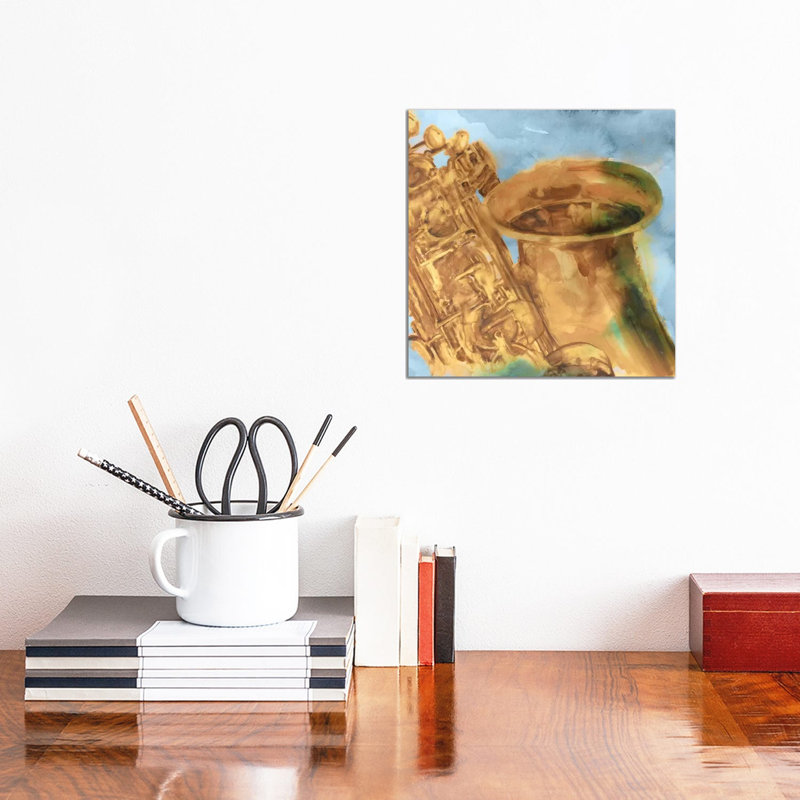Musical Sax by Eva Watts - Wrapped Canvas Gallery-Wrapped Canvas Giclée, 30.48cm H x 30.48cm W
