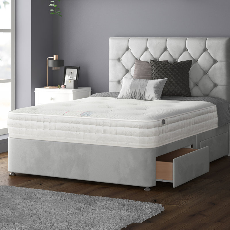 Eberhardt Divan Bed Base, Light Grey, 2 Right Drawers, Single (3')