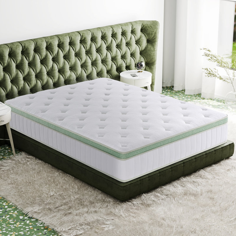 Matelas hybride en mousse viscoélastique gélifiée infusée de thé vert 14 po Ginger, 14, Grand lit