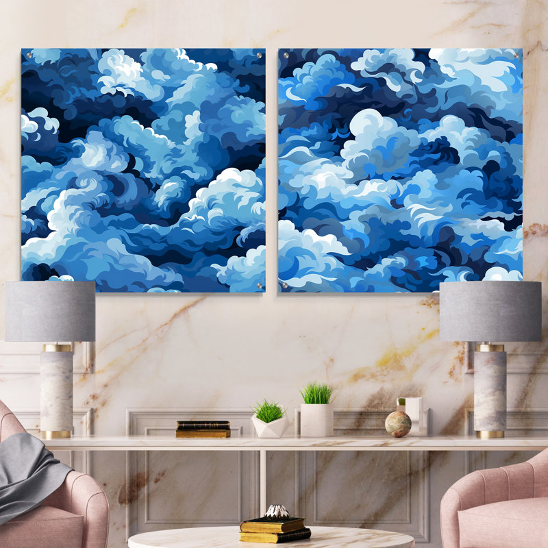 Cylia - Ensemble de 2 verres muraux abstraits en acrylique, H 16 po x l 33 po