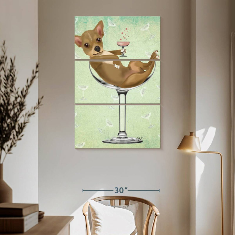 Brampt Chihuahua In Cocktail Glass, 65" H x 42" W