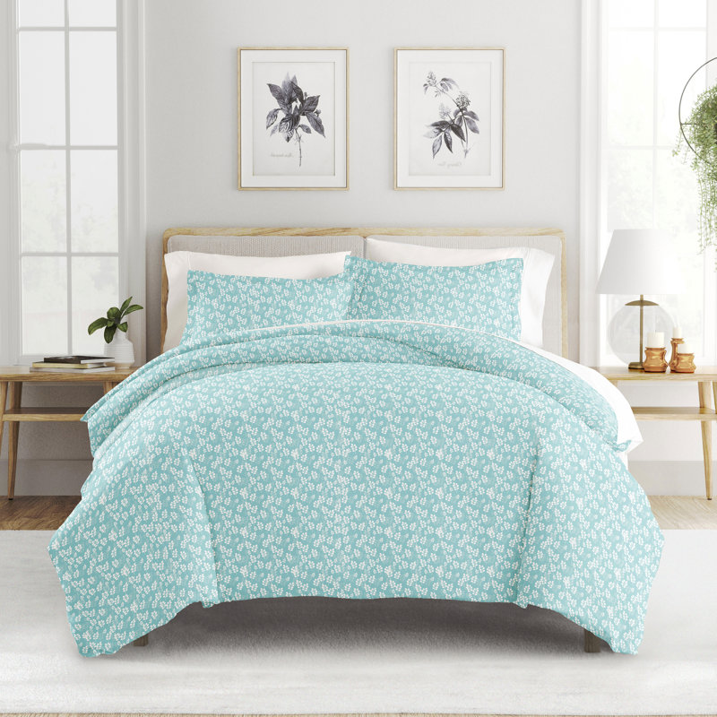 Becky Cameron Floral Duvet Cover, Pale Blue,  Full/Queen Duvet Cover + 2 Standard Shams