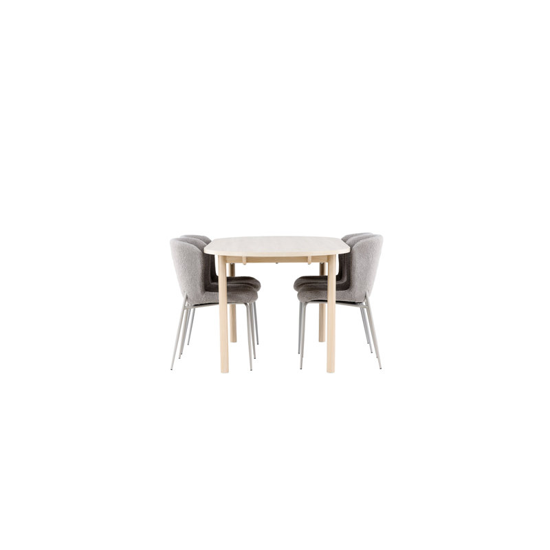 Cagle 4 - Person Dining Set, White, Grey, Grey