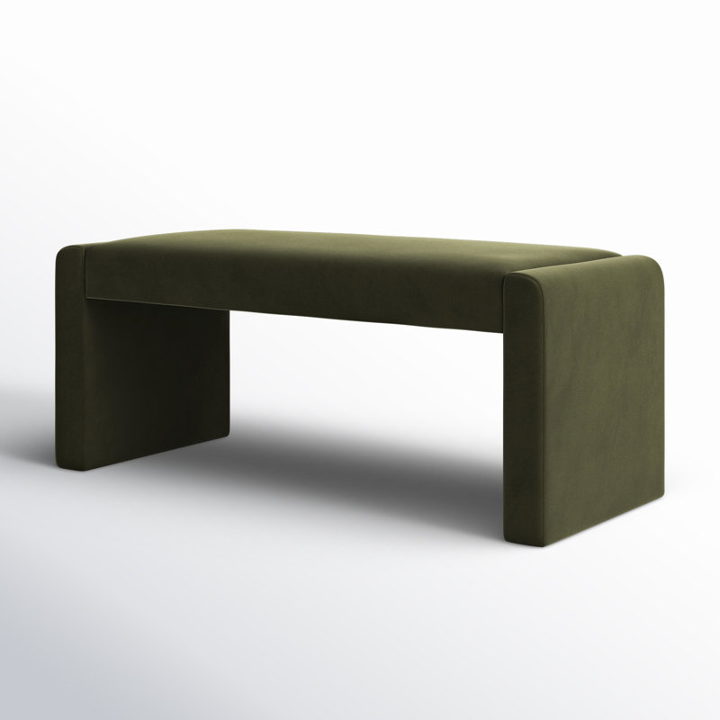 Banc rembourré Wagenen, Velours vert olive
