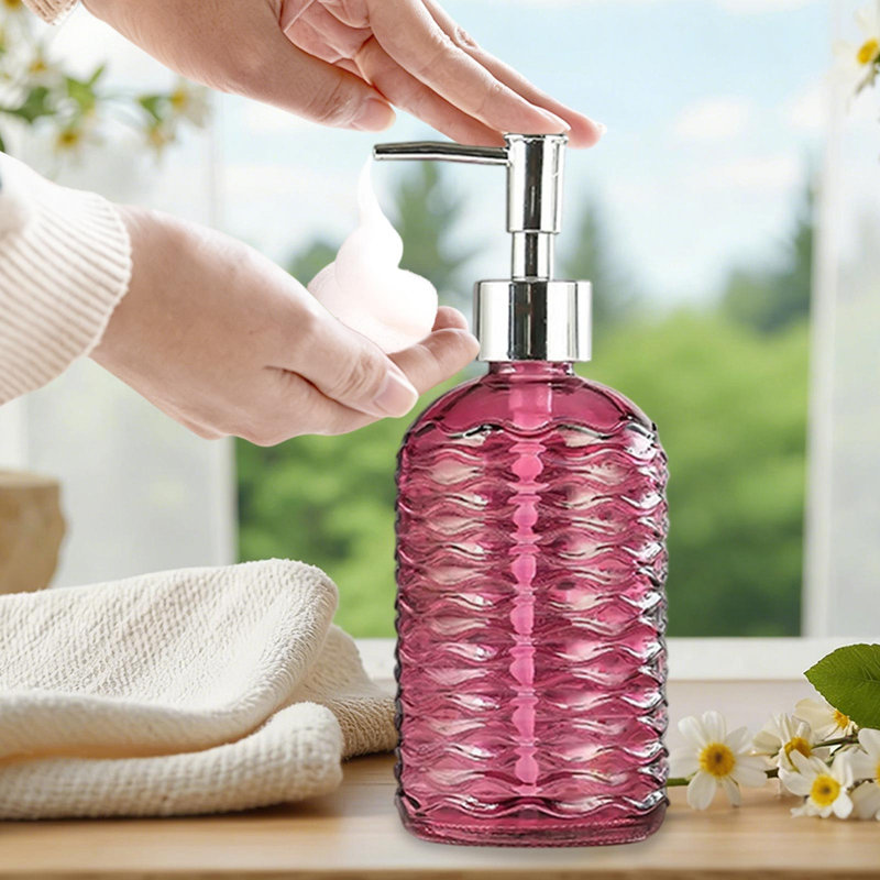 Distributeur de savon à main en verre pour distributeur de savon à main en verre pour bouteille d'eau, Mauve