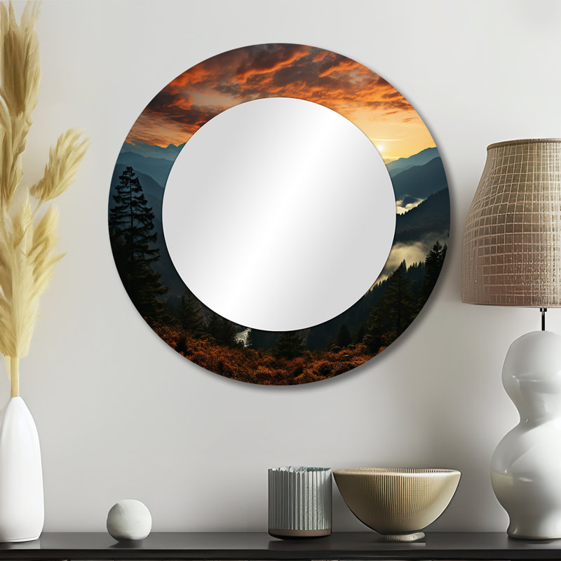 USA Great Smoky Mountains In Sunset - Landscapes Round Mirror Wall Decor, 23" x 23"