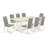 9-Pc Mid Century Dining Se  Room Table and 8 Shitake Linen Fabric Kitchen Chairs with High Back - Wire Brushed Linen White.-1575966165