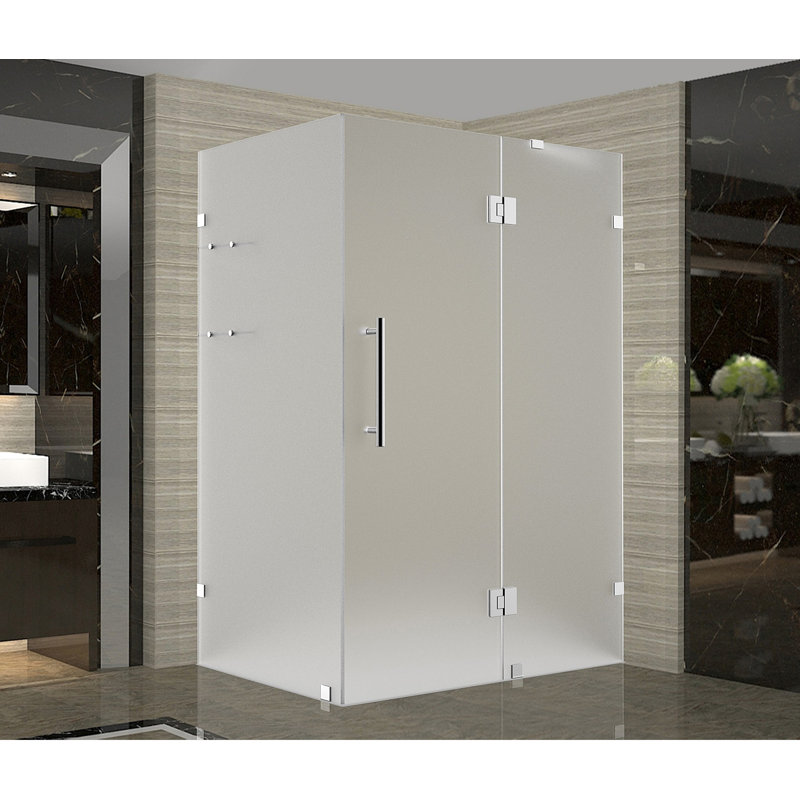 Avalux GS 48" x 72" Rectangle Hinged Shower Enclosure, Chrome, Frosted