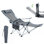 Chaise de camping inclinable, chaise longue portative avec repose-pieds, appui-tête, sac de rangement et porte-gobelet