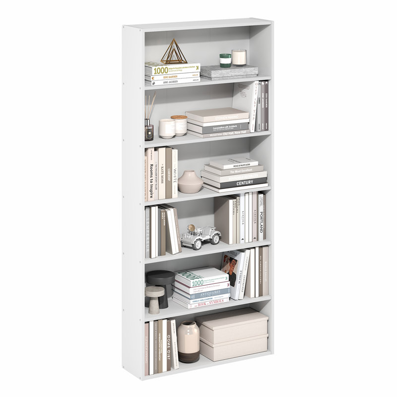 6-Tier Open Shelf Bookcase, Bookshelf, Storage Organizer, 7 x 24 x 53, White, White