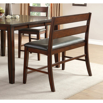 Wooden Counter Height Bench With Backrest And Upholstered Seat, Practical Bench For Living Room, Dining Room