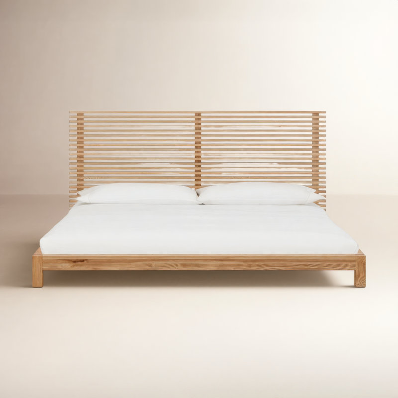 Finnian Unfinished Solid Wood Platform Bed, King, Light Oak