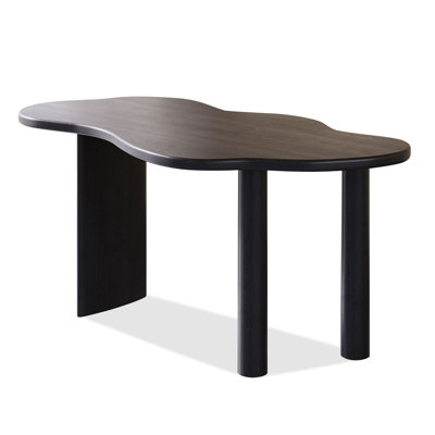 Black Free form Solid Wood Dining Table