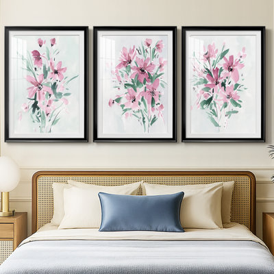 Posy Blooms II  -Custom Framed  Premium Print W Matt - 3 Pieces