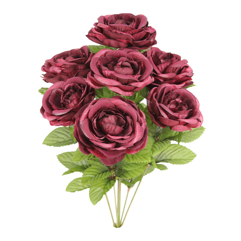Ensemble de 8 renoncule à fleurs artificielles, Aubergine
