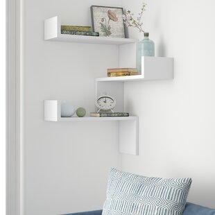Modern Corner Wall Shelves Triangle Floating Shelves in Gold & White