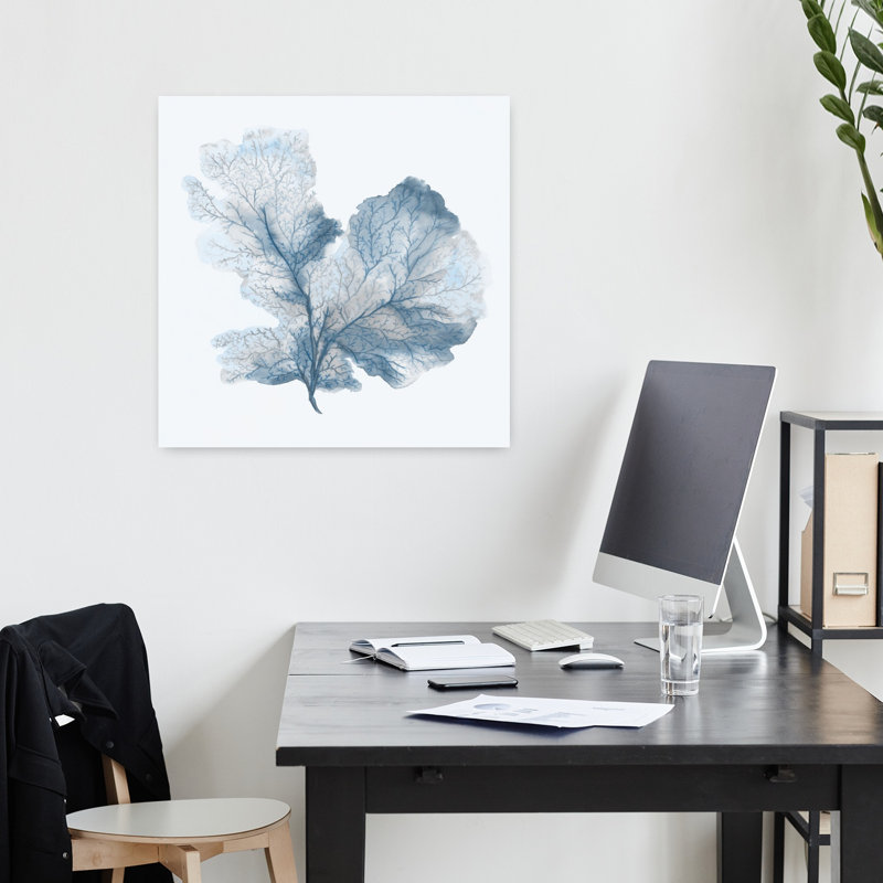 Leafy Coral In Gentle Blue by Eli Jones - Wrapped Canvas Print, 45.72 cm H x 45.72 cm W