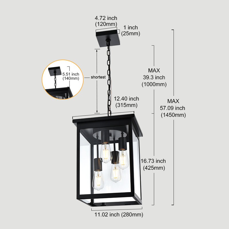 Deshler 4 - Light Outdoor Hanging Lantern