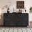 4-Door Large Storage Sideboard, Wood Sideboard Cabinet With Semi-Circular Handles And Adjustable Shelves For Dining Room, Kitchen, And Living Room (Black)-1650895617