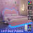 Zoomie Kids Full Floating Bed Frame with Adjustable LED Headboard, Upholstered Platform Bed, Pink-500018431-500018424