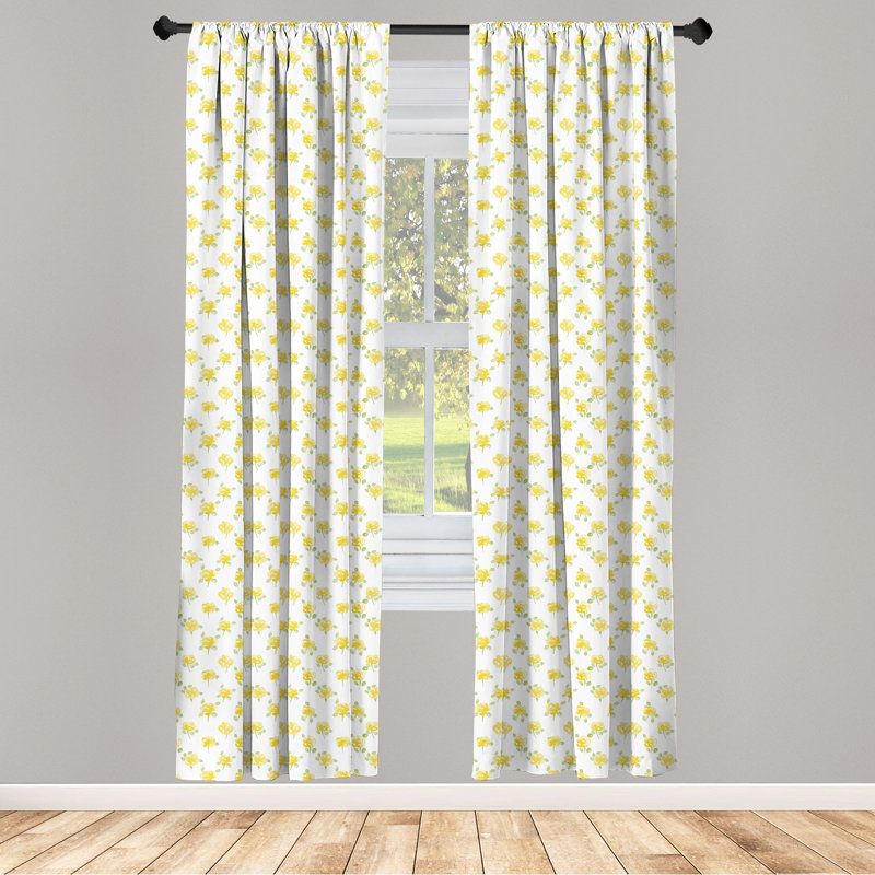Watercolor Flowers Semi-Sheer Rod Pocket Sliding Panel, 28" x 84"
