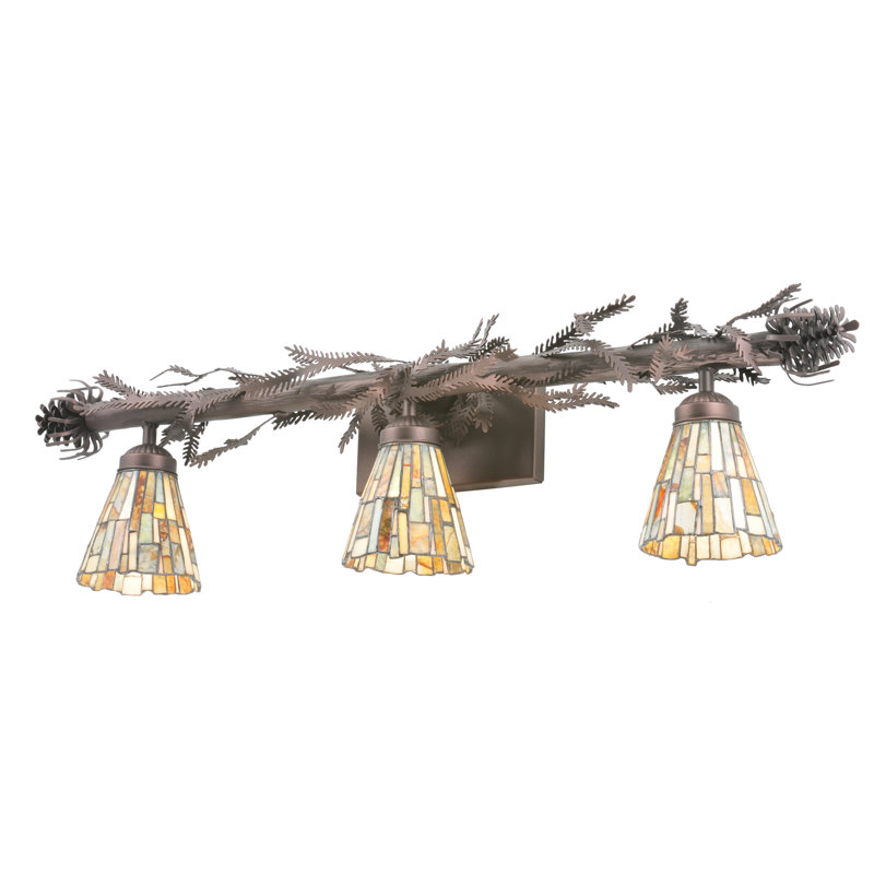 Rustic Jadestone 3-Light Vanity Fixture in Mahogany Bronze