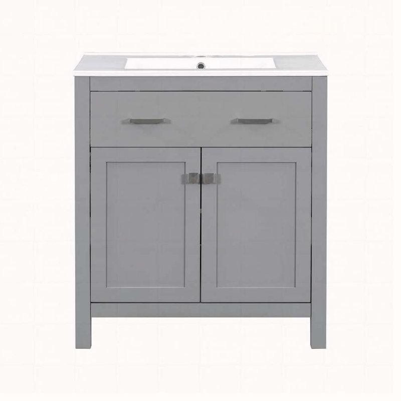 Meuble-lavabo 30 po avec lavabo en céramique, Gris