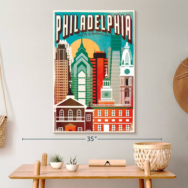 «Philadelphia Brotherly Love» sur impression sur toile, H 30 po x l 20 po x P 1,25 po