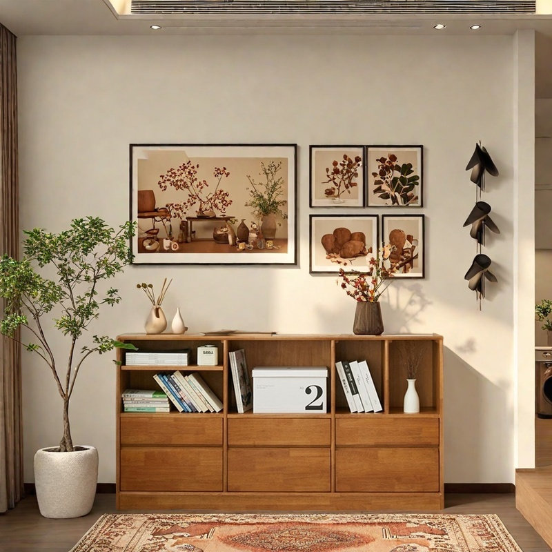 Bibliothèque en bois massif avec tiroirs Ghirasim