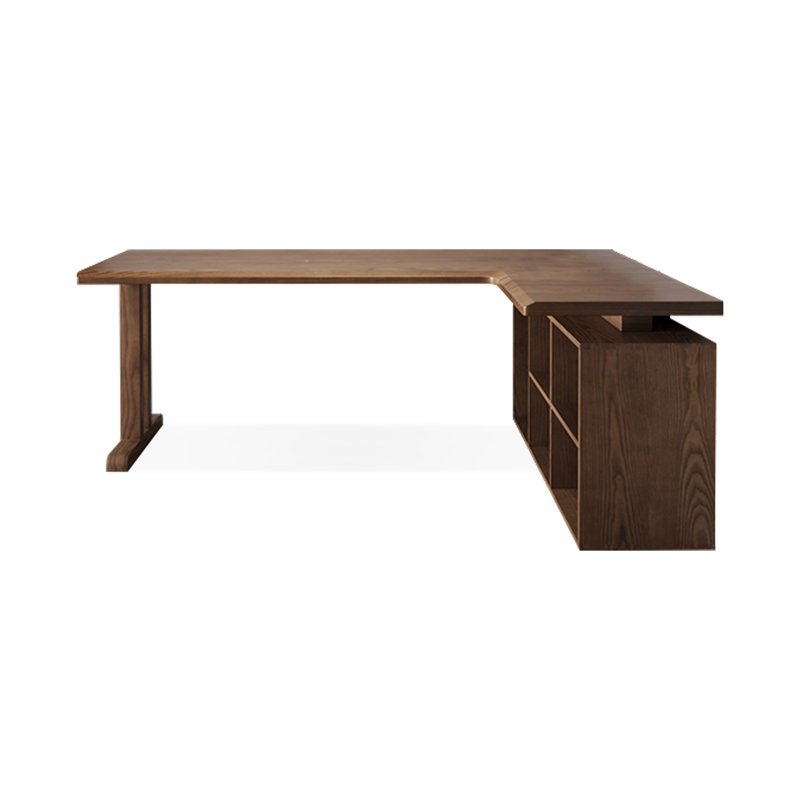 Bureau en bois massif en L noyer clair, H 29,53 po x l 70,87 po x P 41,34 po, Retour à droite