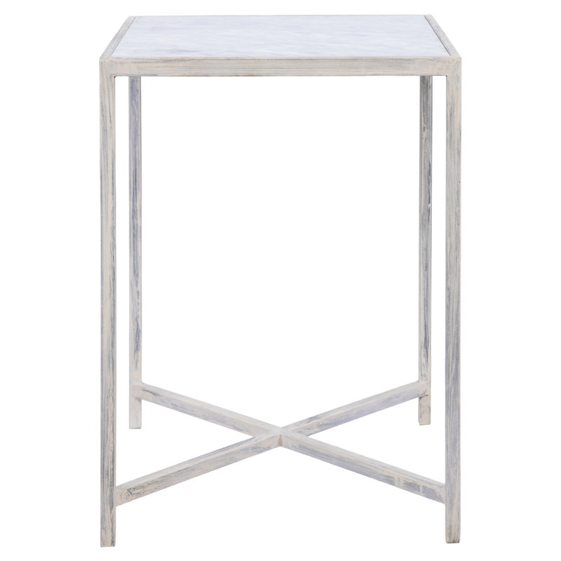 LA Marble Cross Legs End Table, Deep Ocean