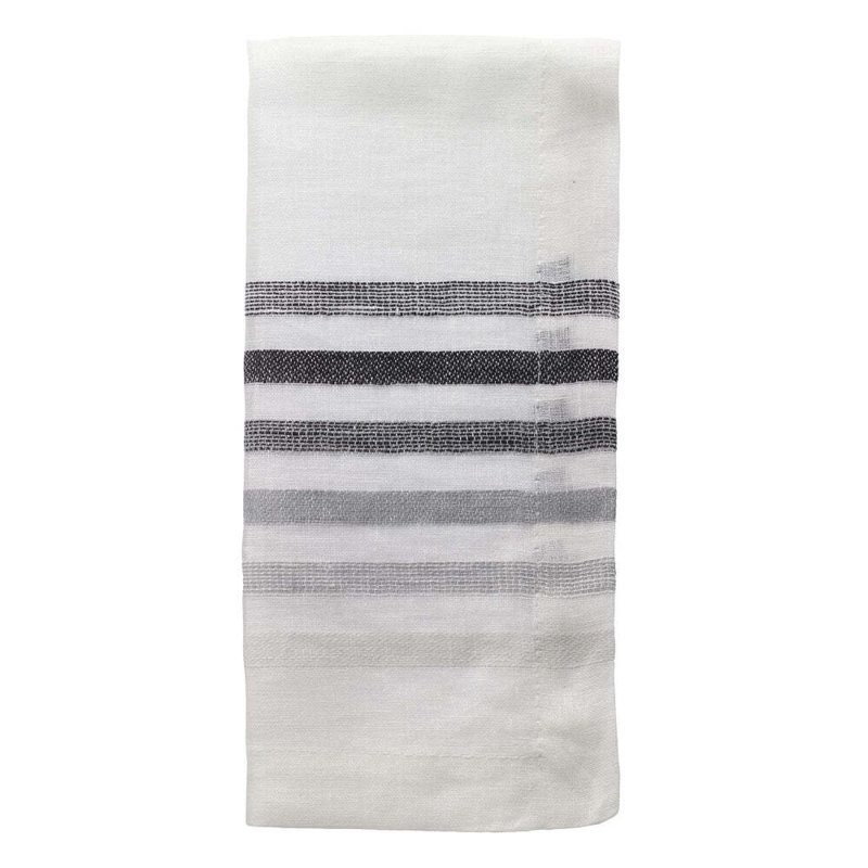 Logan Linen Striped Square Napkin, Black