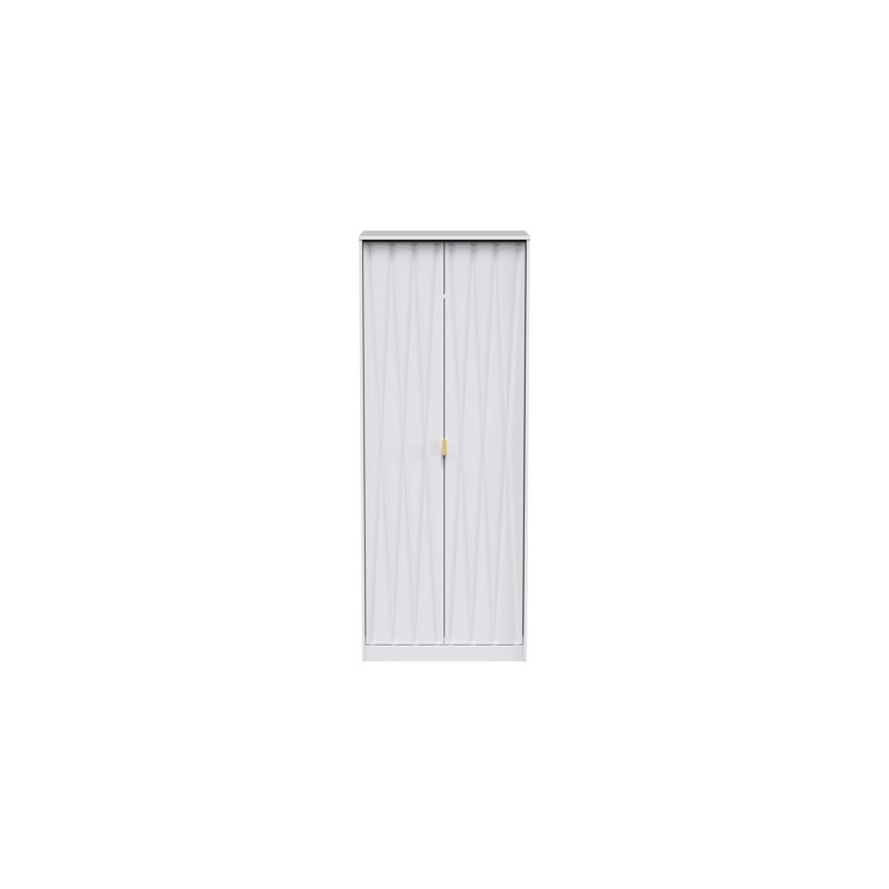 Fully Assembled Fellgren Diamond 2 Door Wardrobe, White Matt Veneer