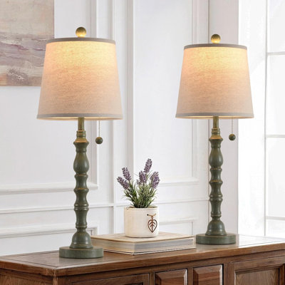 Set Of 2 Modern Farmhouse Table Lamps For Bedroom Or Living Room, Nightstand Reading Lights With Shade, E26 Socket Compatible With Various Bulbs