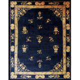 Antique Peking Chinese Allover Navy 1890s Rug