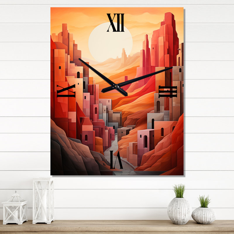 Horloge murale abstraite Canyon Desert Storm III - Canyon, Médium