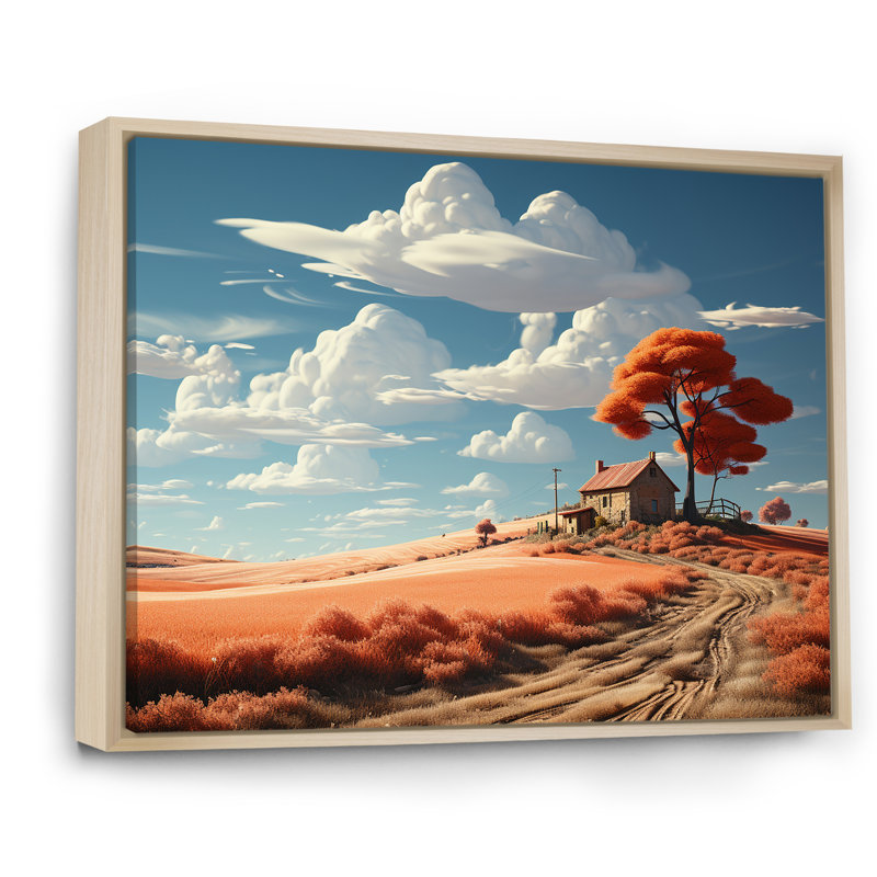 Dreamy Farm Hues Landscape, Cadre naturel flottant, H 34 po x l 44 po x P 1,5 po