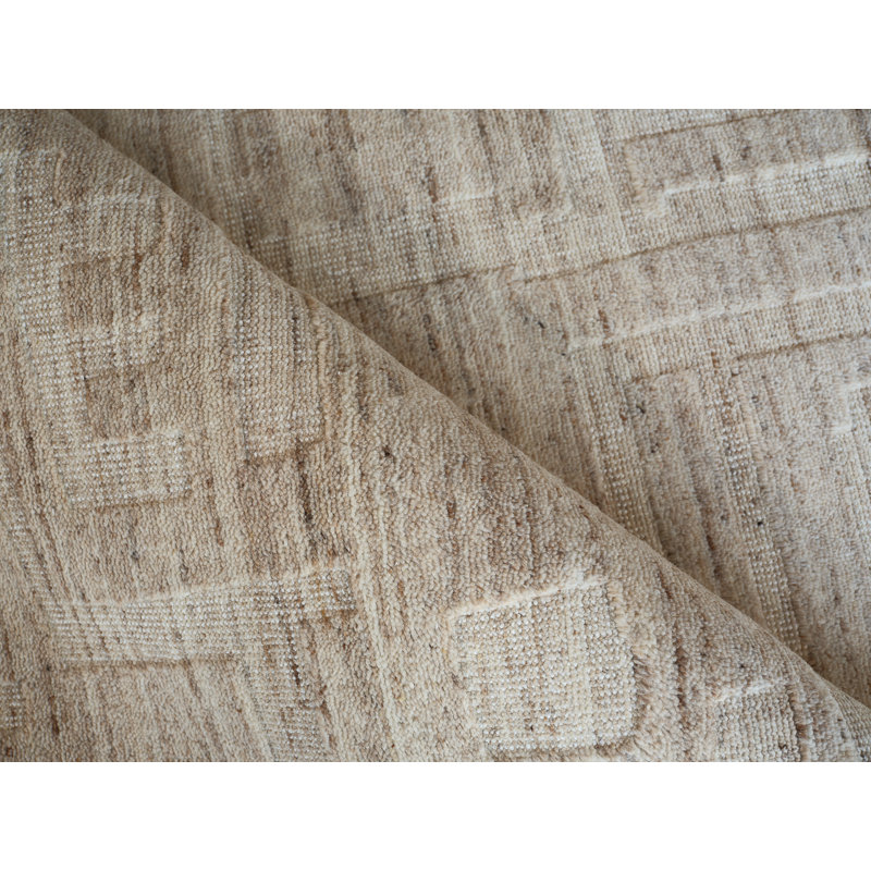 Malmo hand-knotted New Zealand Wool Beige Area Rug, 10'X14'