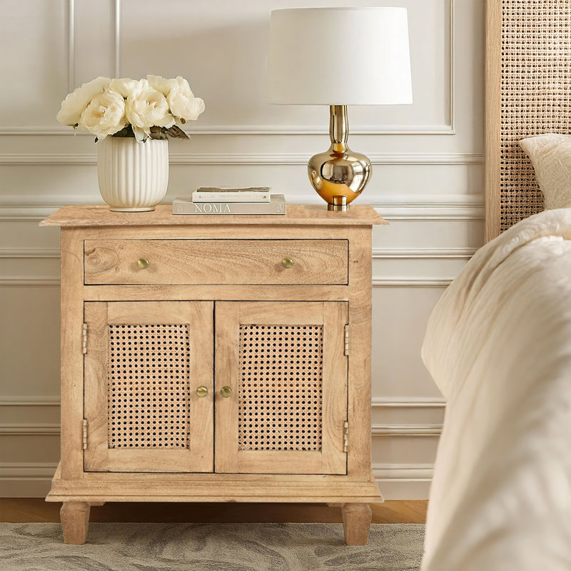 Timaj 30 inch Solid Wood brown Nightstand