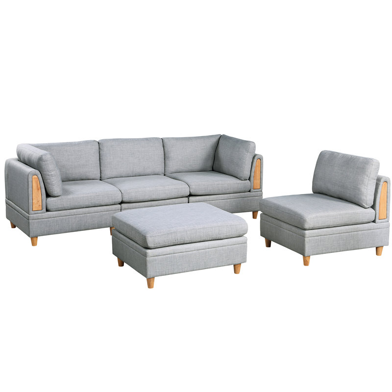 Structure de chaise 5 pièces en tissu gris