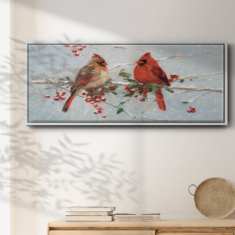 Cardinals in Winter - toile encadrée, H 24 po x l 60 po