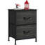 Table de chevet, petite commode avec tiroirs, commode pour la chambre à coucher avec 2 tiroirs en tissu, table de bout avec table de chevet noire, table de chevet pour dortoir, rangement pour garde-robe, imprimé grain de bois noir anthracite